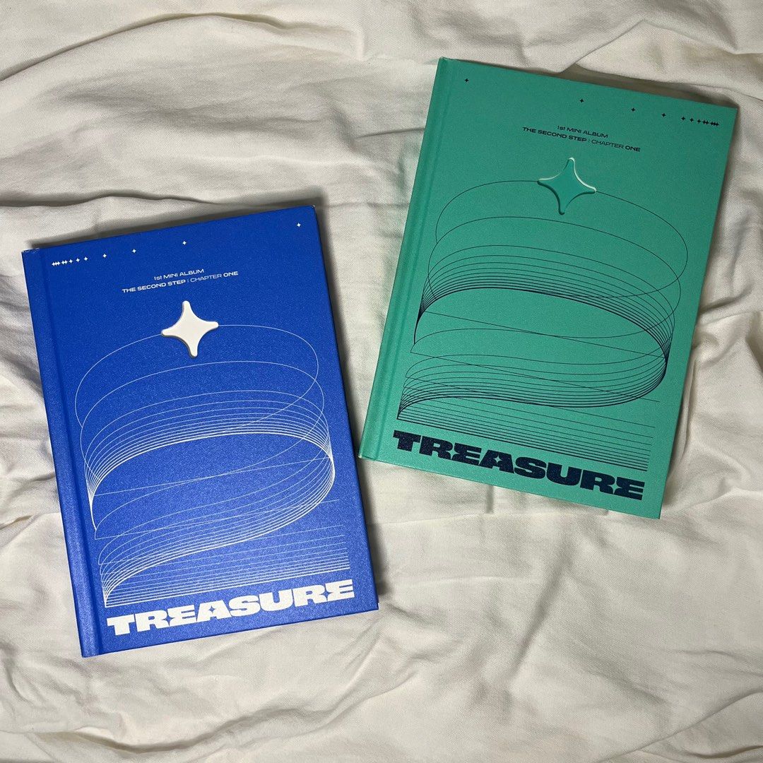 [UNSEALED] TREASURE - The Second Step : Chapter One (Set) with inclusions (Category: Storybooks) located in Quezon City. Submitted by oddatellier (Listing ID 1365881593, Image 2). Description: set !! the blue ver. box has a tear — see last photo inclusions: - booklet (2) - CD (2) - postcards (2) - sticker (1) - folded poster (3) - freebies ! dm me for more info .