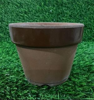 V43 Terracotta Brown Glazed Rim Pot with Drainage Hole 5" x 4" inches - P150.00