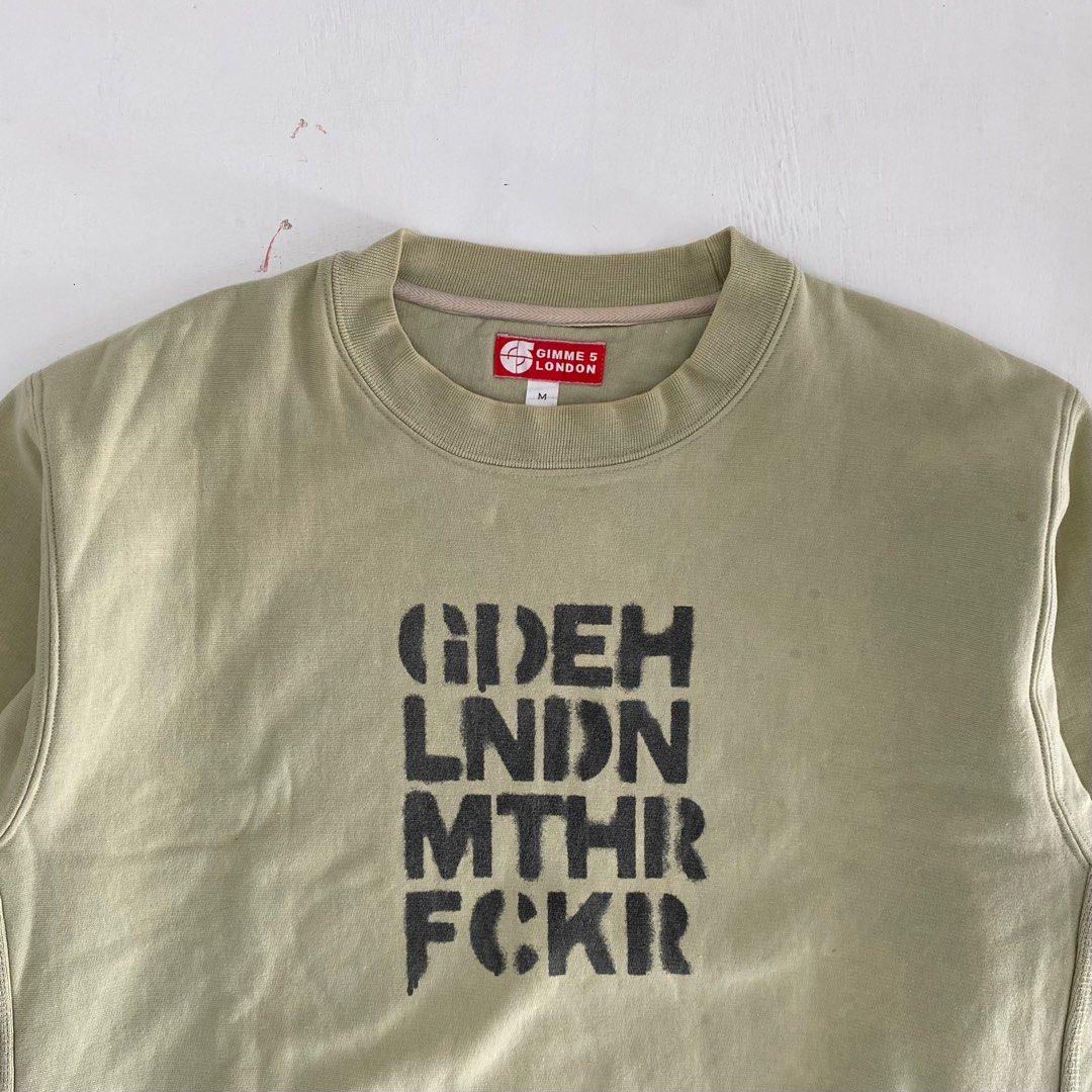 1990 Gimme Five x Good Enough Sweatshirt (Category: Activewear) located in Johor Bahru. Submitted by h_________ (Listing ID 1366171229, Image 3). Description: 1990 Gimme Five x Good Enough Sweatshirt Size (ukuran manual): 24” (chest)x 27” Colour: Mint Condition: 8/10, rare designer brand, condition as-is, vintage item (refer photo), fujiwara hiroshi x gimme 5 london..