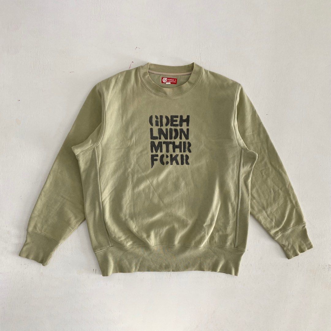 1990 Gimme Five x Good Enough Sweatshirt (Category: Activewear) located in Johor Bahru. Submitted by h_________ (Listing ID 1366171229, Image 1). Description: 1990 Gimme Five x Good Enough Sweatshirt Size (ukuran manual): 24” (chest)x 27” Colour: Mint Condition: 8/10, rare designer brand, condition as-is, vintage item (refer photo), fujiwara hiroshi x gimme 5 london..