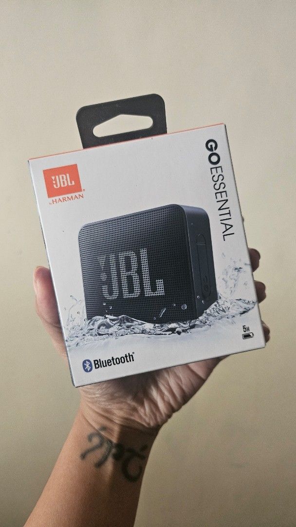 Black JBL GO Essential Portable Waterproof Speaker (Category: Portable Audio Accessories) located in Manila. Submitted by lilmissangeline (Listing ID 1366123804, Image 1). Description: Black JBL GO Essential Portable Waterproof Speaker Brand new. Sealed in box. Payment to be made via GCash, Maya, or BPI..