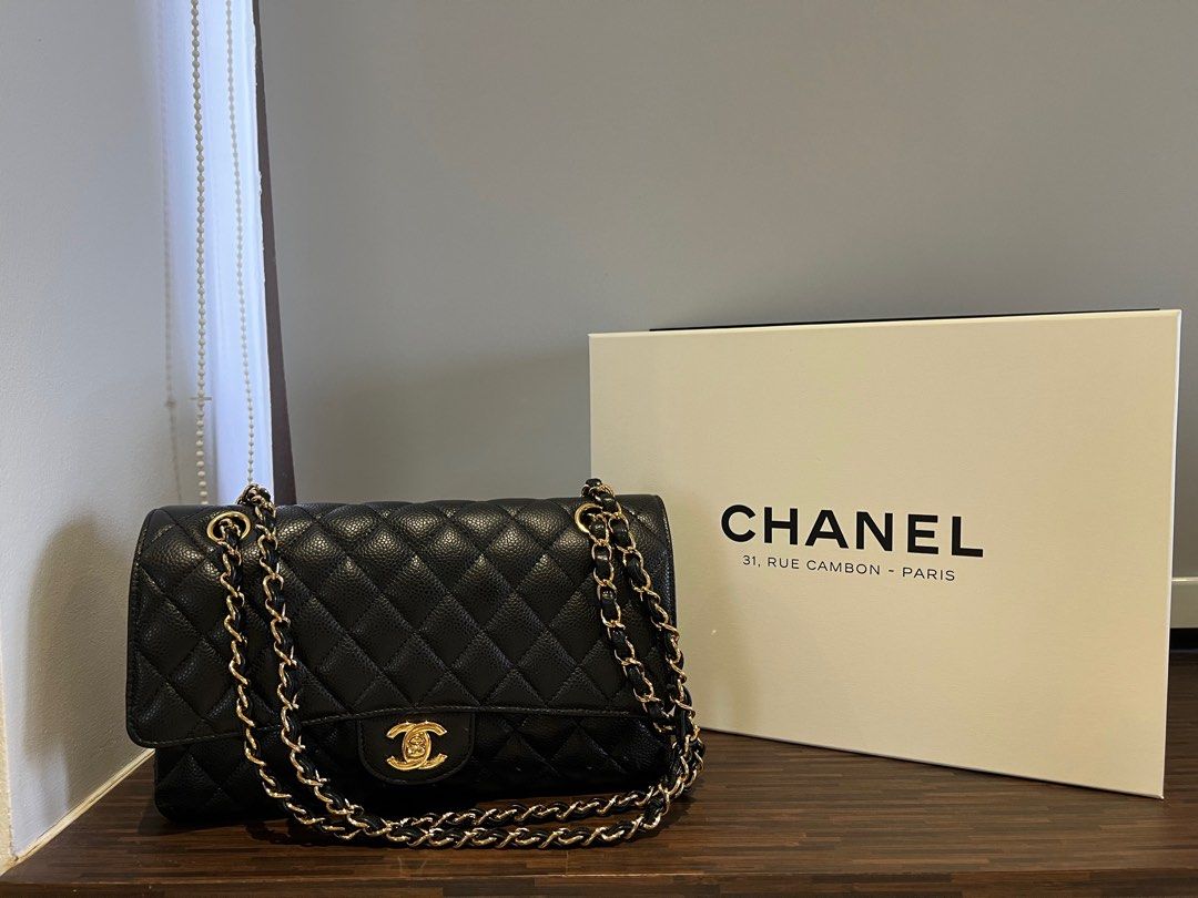 Chanel Classic Medium Flap (Category: Bags & Wallets) located in Singapore. Submitted by pandandut (Listing ID 1366045530, Image 1). Description: Chanel Classic Medium Flap Black Caviar GHW Full set: -Rue Cambon Box & paper bag -dust bag -authenticity card -copy of receipt - Rue Cambon Paris 2015 -series 21xxxx Payment mode: -Bank transfer -PayNow *All my bags, SLGs and accessories are stored in a temperature & humidity-controlled cabinet. Sincer