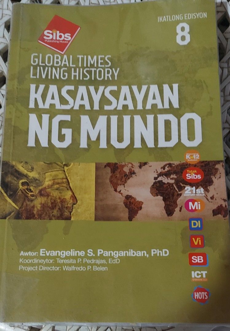 Kasaysayan ng mundo 8 (Category: Textbooks) located in Manila. Submitted by theprelovedcorner26 (Listing ID 1366038942, Image 1). Description: kasaysayan ng mundo ikatlong edisyon grade 8.