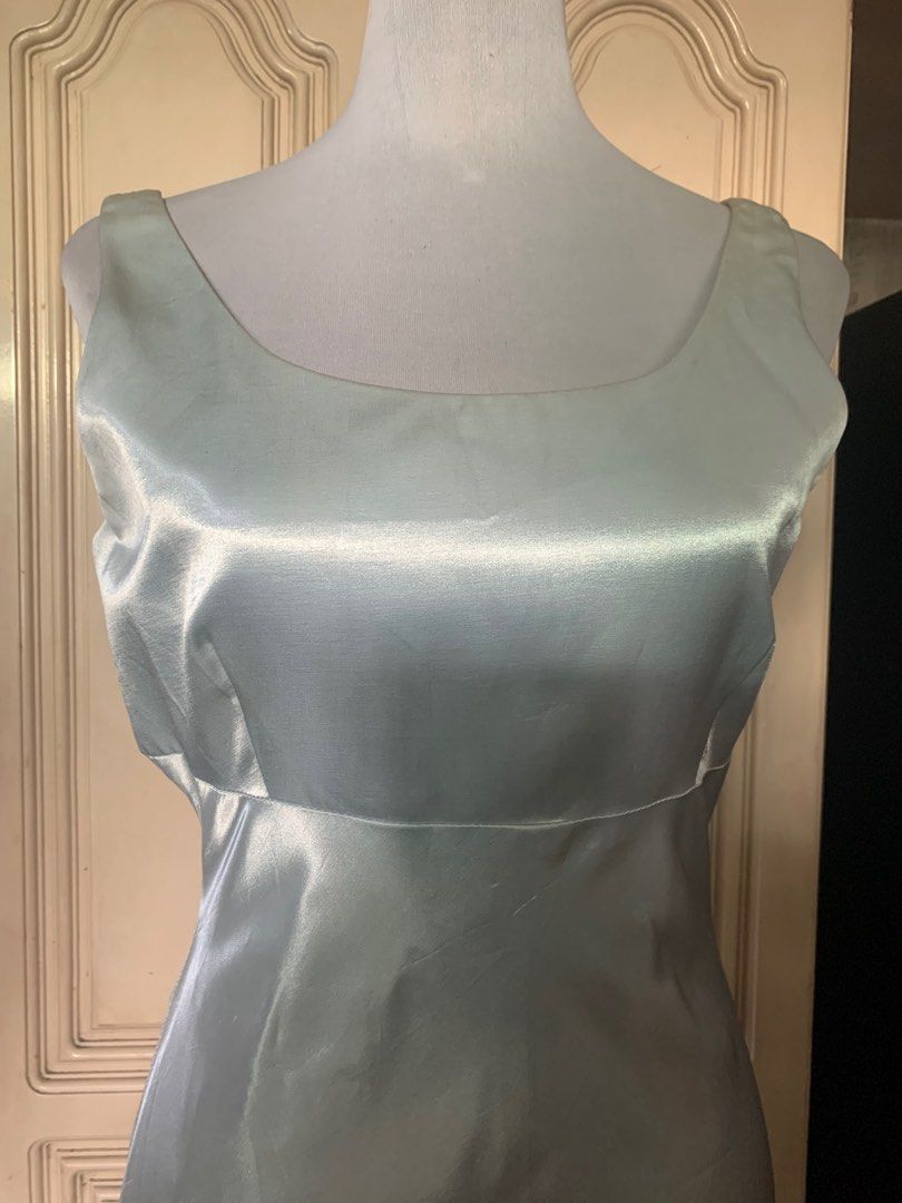 Light blue Shiny Elegant Gown (Category: Evening dresses & gowns) located in Quezon City. Submitted by FashionSense4Less (Listing ID 1366189222, Image 2). Description: Light Blue Shiny Elegant Dress Very good condition /like new Size: 10 on tag Zipper back/has lining / Strap needs washing Bust: 36” ; Waist : up to 31” ; Length: 57” Very nice in actual .
