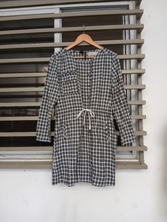 MANGO checked waist tie dress small _ medium