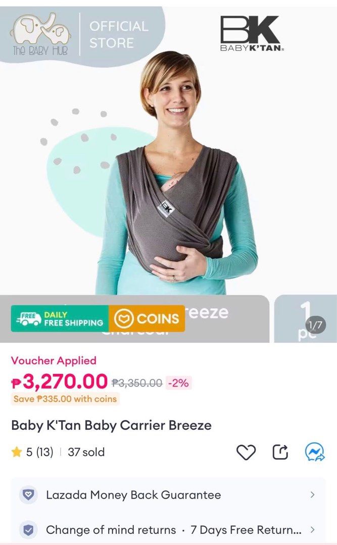 PRELOVED Baby K Tan (Category: Carriers & Slings) located in Manila. Submitted by _bizzd_ (Listing ID 1366047367, Image 3). Description: Baby K Tan Breeze Carrier in XS Like Brand New (tried once) Best for premie and newborn RFS: Gifted, too small for my baby when he was a NB SRP 3350 Selling low for only 1999 +SF c/o Buyer Loc: San Juan City BPI / GCASH.