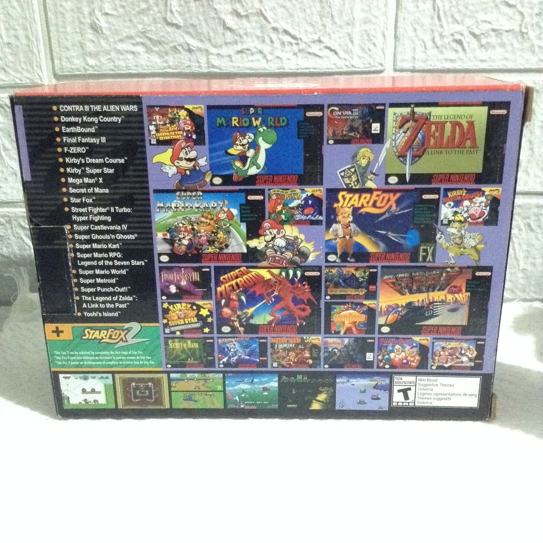 SUPER NINTENDO ENTERTAINMENT SYSTEM CLASSIC EDITION (Category: Nintendo) located in Quezon City. Submitted by tammys_random_harvest (Listing ID 1366023052, Image 3). Description: Dimensions: 8 x 3 x 10in; 2.12lbs ITEM DESCRIPTION: 16-bit Core Video Game Console Stereo sound For up to 2 players 21 built-in games: Super Mario World, Super Mario Kart, Super Mario Legend of the Seven Stars, The Legend of Zelda: A Link to the Past, Street Fighter II, 