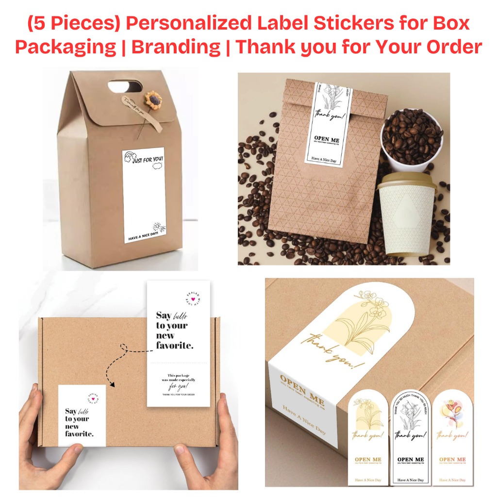 (5 Pieces) Personalized Label Stickers for Box Packaging | Branding ...