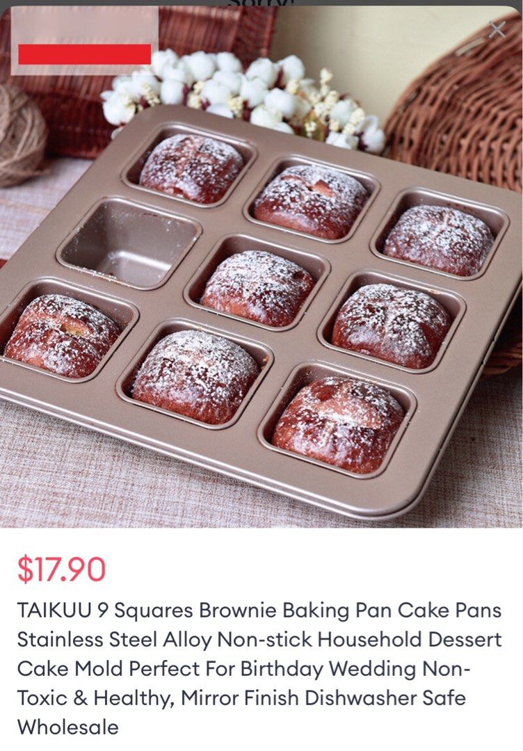 9 squares brownie cake baking pan