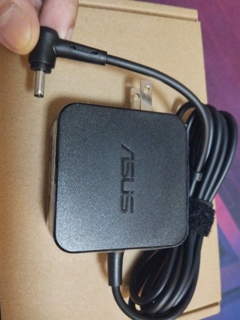 Asus laptop charger boxtype (Category: Laptops & Notebooks) located in Manila. Submitted by reiolshoppe (Listing ID 1366221926, Image 1). Description: original 1 month warranty replacement available in 33 watts, 45 watts, 65 watts and 90 watts.