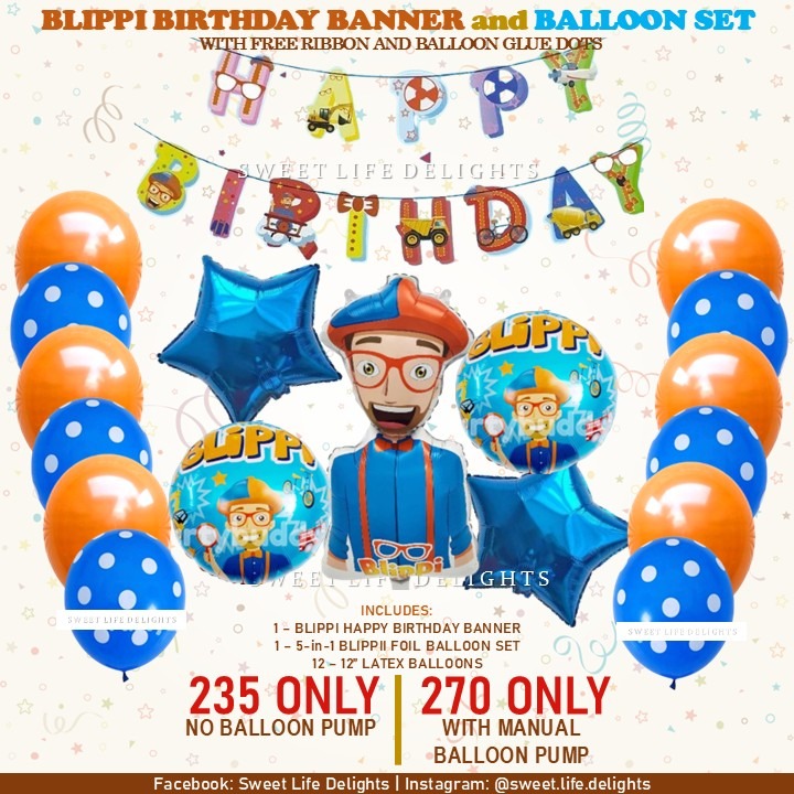 Blippi Happy Birthday Banner and Balloon Set, Blippi Birthday ...