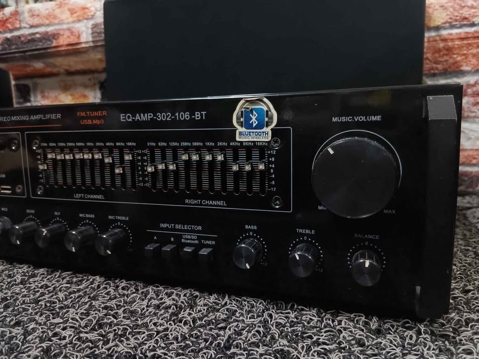 dBAUDIO EQ-AMP-302-106BT Digital Stereo Mixing Amplifier (Category: Soundbars, Speakers & Amplifiers) located in Pasay City. Submitted by meostore (Listing ID 1366252142, Image 3). Description: -Series model: EQ-AMP-302-106BT -Power rating: 350 watts x2 -Voltage: AC220-240V / 50Hz -Functions: Karaoke; FM Radio; USB; SD Card; Equalizer NOTE: Please expect minor markings on some portions of the unit..