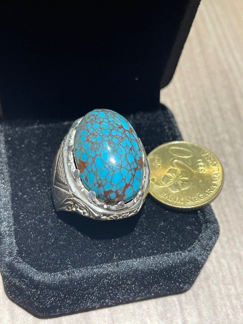 Firus mesir (Category: Jewelry) located in Bangi. Submitted by arjuna_collection (Listing ID 1366323055, Image 2). Description: Batu Firus Mesir urat motif kelopak bunga2 Ikatan Perak 960 Saiz semasa 17 Postage seluruh Malaysia .
