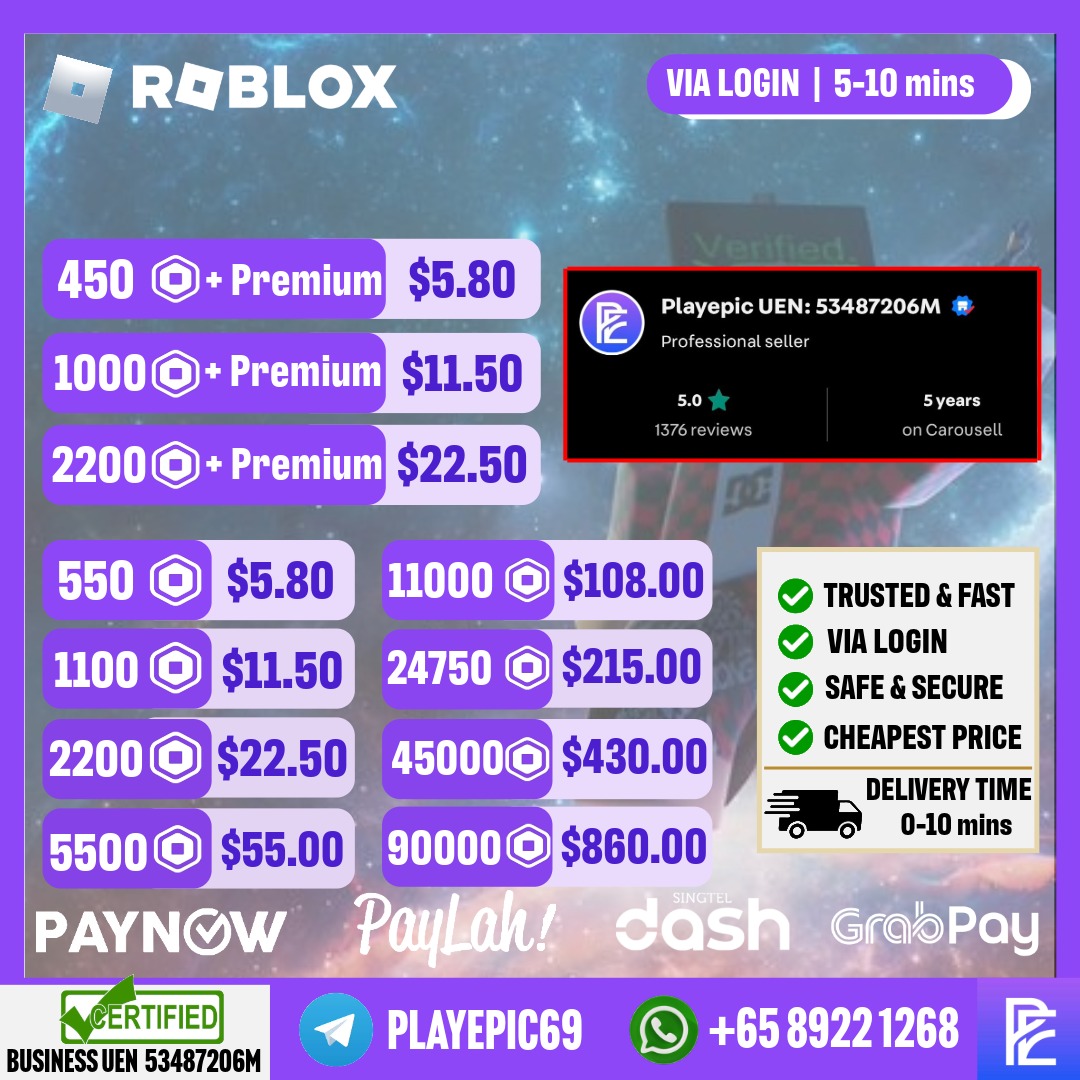 SAFE INSTANT 100% CHEAPEST and SAFEST Roblox Robux RBX Top Up | Robux ...