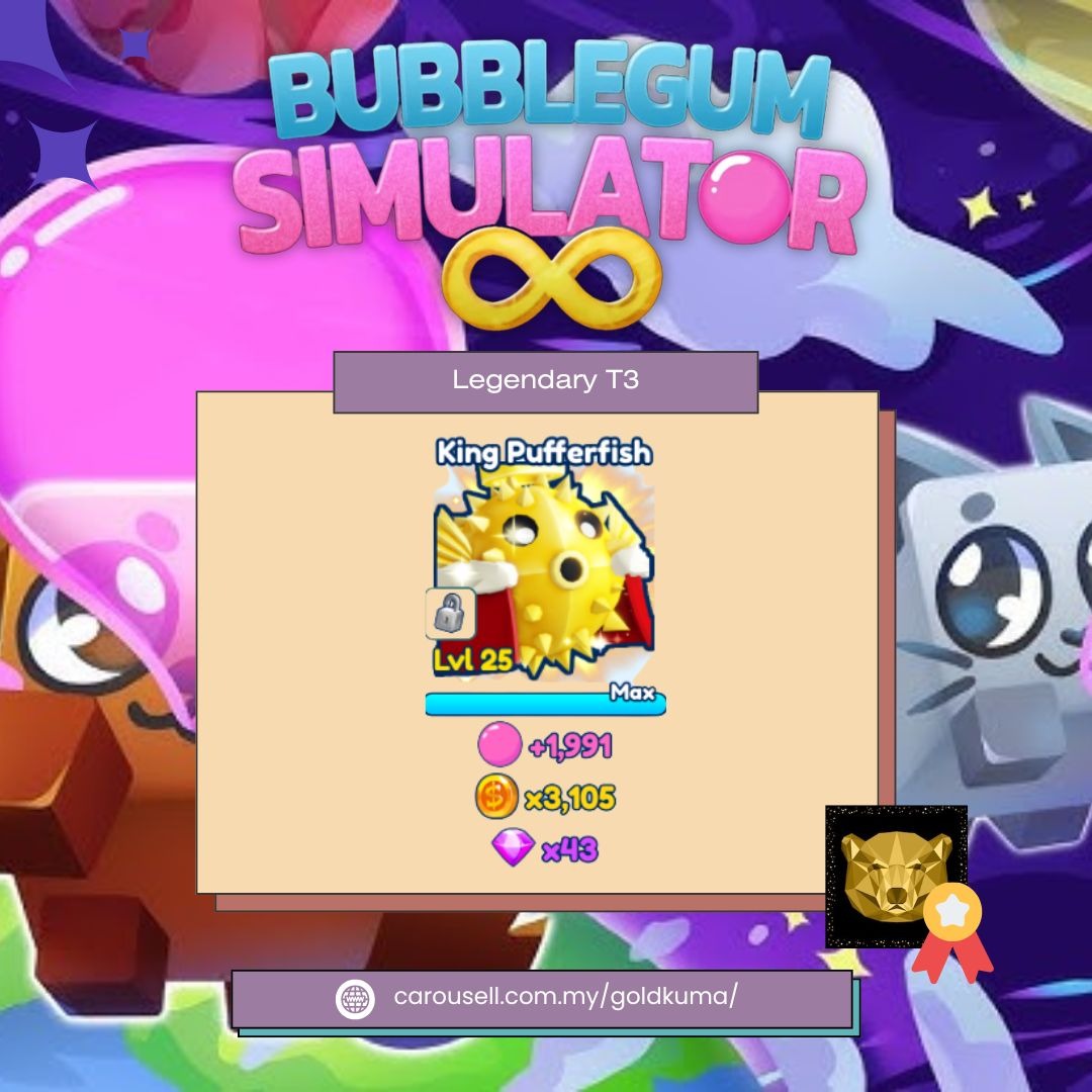 King Pufferfish | BGSI | Bubble Gum Simulator Infinity, Video Gaming ...