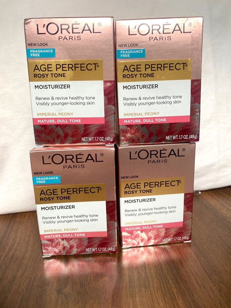 Loreal Age Perfect Rosy Tone Moisturizer 48g (Category: Face Care) located in Mandaluyong City. Submitted by bloomph.beauty-official (Listing ID 1366225770, Image 1). Description: 100% Guaranteed Authentic. Imported from the USA On hand & Ready to Ship Renew and Revive a Blushed Rosy Tone From Within. Skin is hydrated and has a healthy blush. Instantly revive skin’s rosy tone. Age Perfect® Rosy Tone Moisturizer is a daily face cream for mature, d