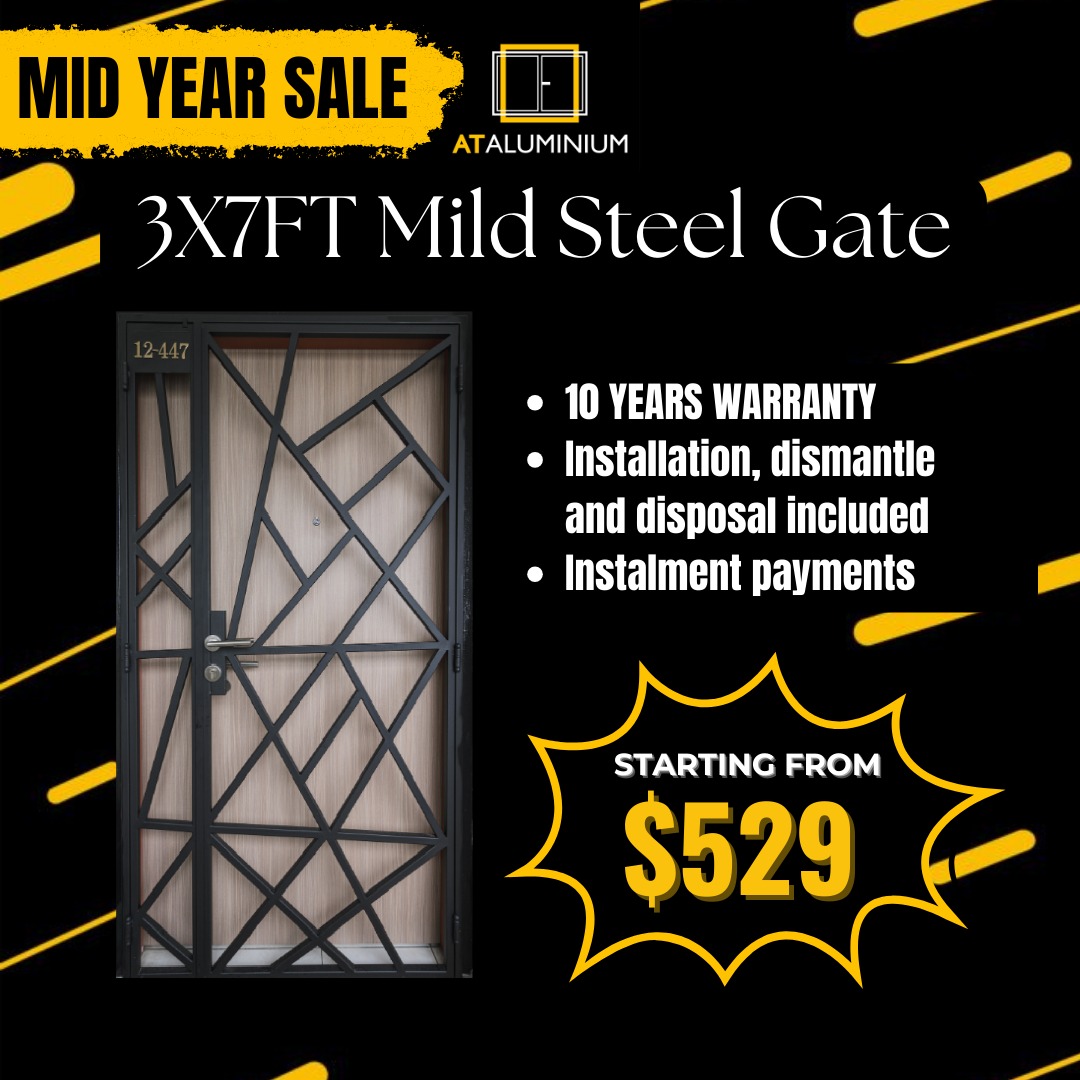 [MID YEAR SALE] 3x7ft / 4x7ft HDB/BTO/RESALE MILD STEEL GATE PROMOTION ...