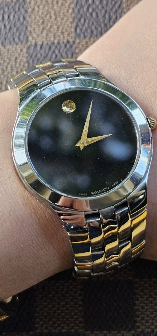 Movado Men's (Category: Luxury Watches) located in Manila. Submitted by shyysandig (Listing ID 1366238875, Image 1). Description: Movado Men's Swiss movement Very good running condition Quartz Keeps accurate time With provided box only.