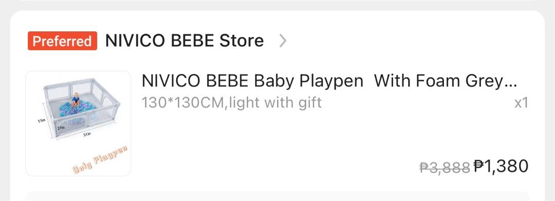 PLAY PEN SIZE 130x130 (Category: Other Kids Furniture) located in Quezon City. Submitted by jeh2024 (Listing ID 1366210311, Image 3). Description: January po binili pero nakatambak lang ayaw ng baby ko sa play pen .