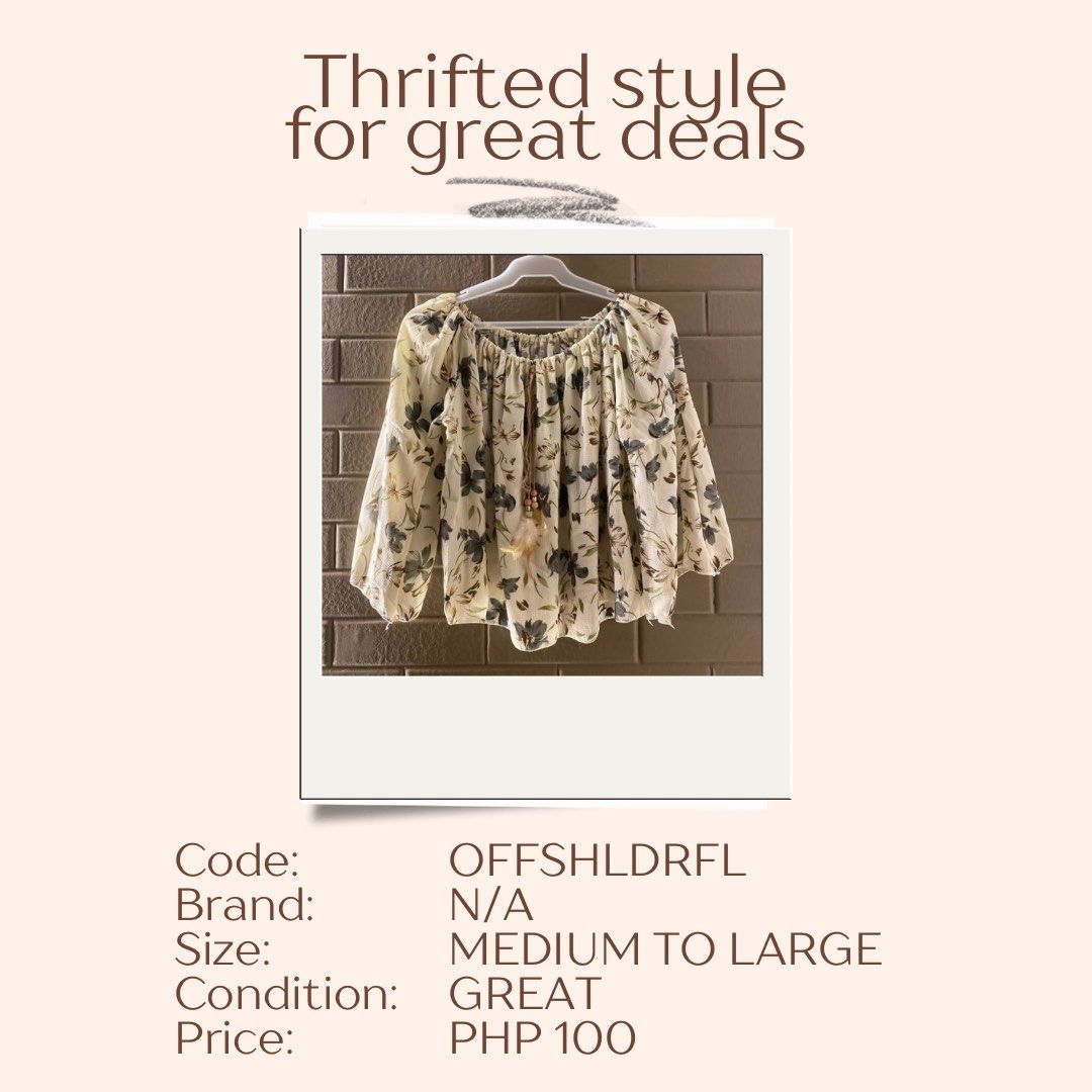 Summer off shoulder blouse (Category: Blouses) located in Las Pinas. Submitted by DailyssentialsbyD (Listing ID 1366207383, Image 3). Description: .