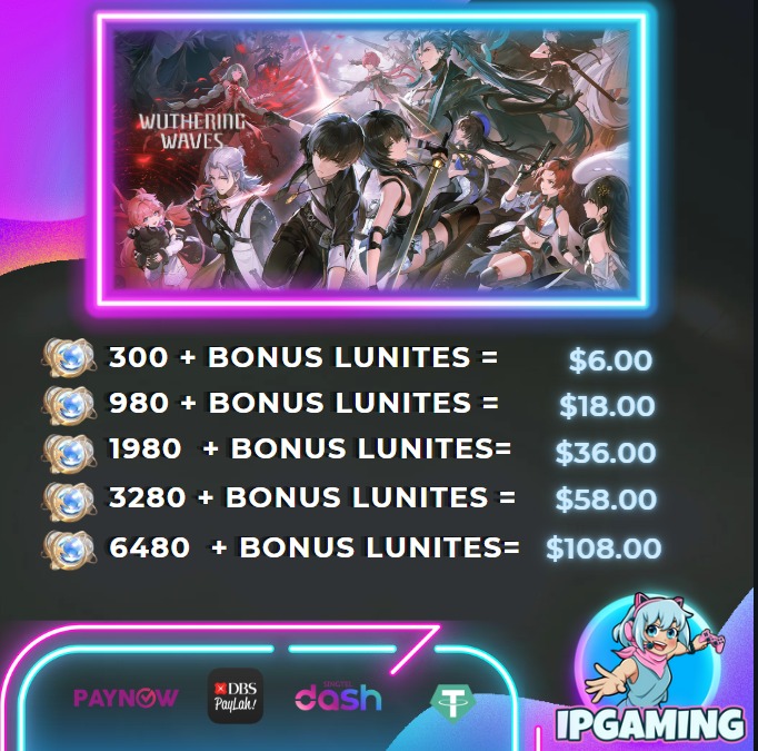 [UID TOP-UP] WUTHERING WAVES LUNITES RECHARGE, Video Gaming, Gaming ...