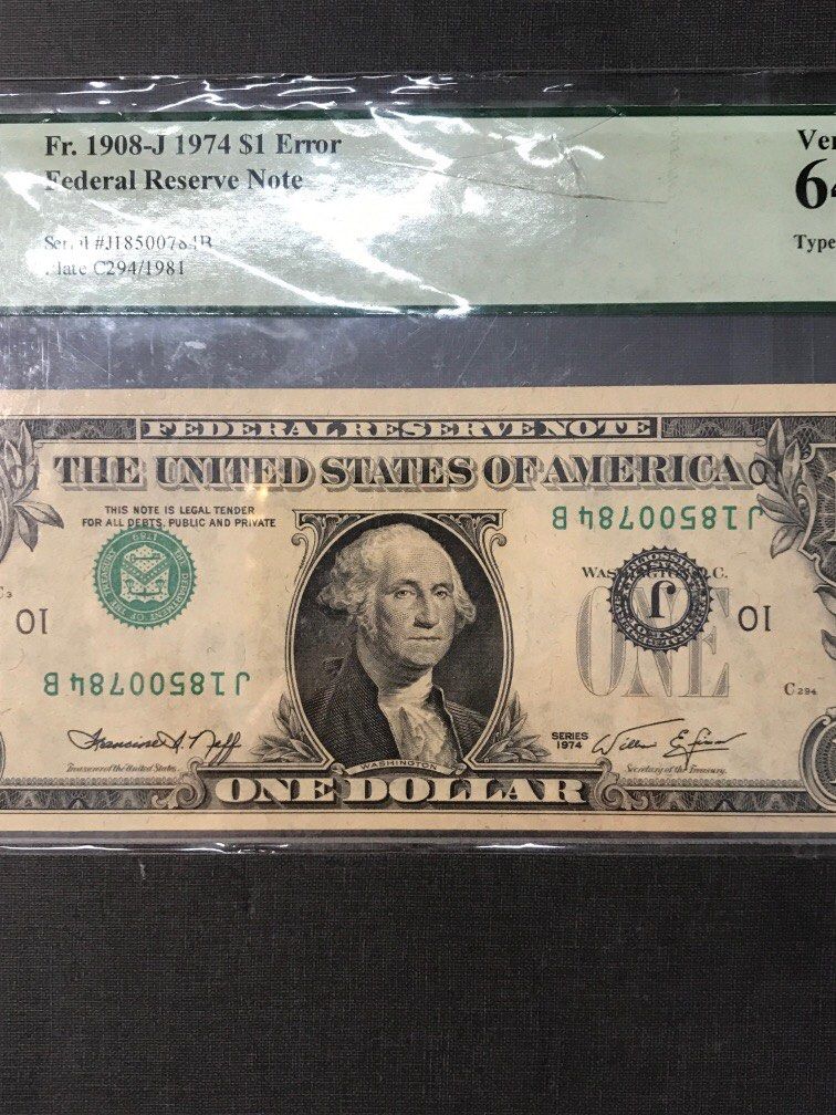 Us notes $1 error (Category: Currency) located in Singapore. Submitted by isellyoulor (Listing ID 1366204523, Image 2). Description: .