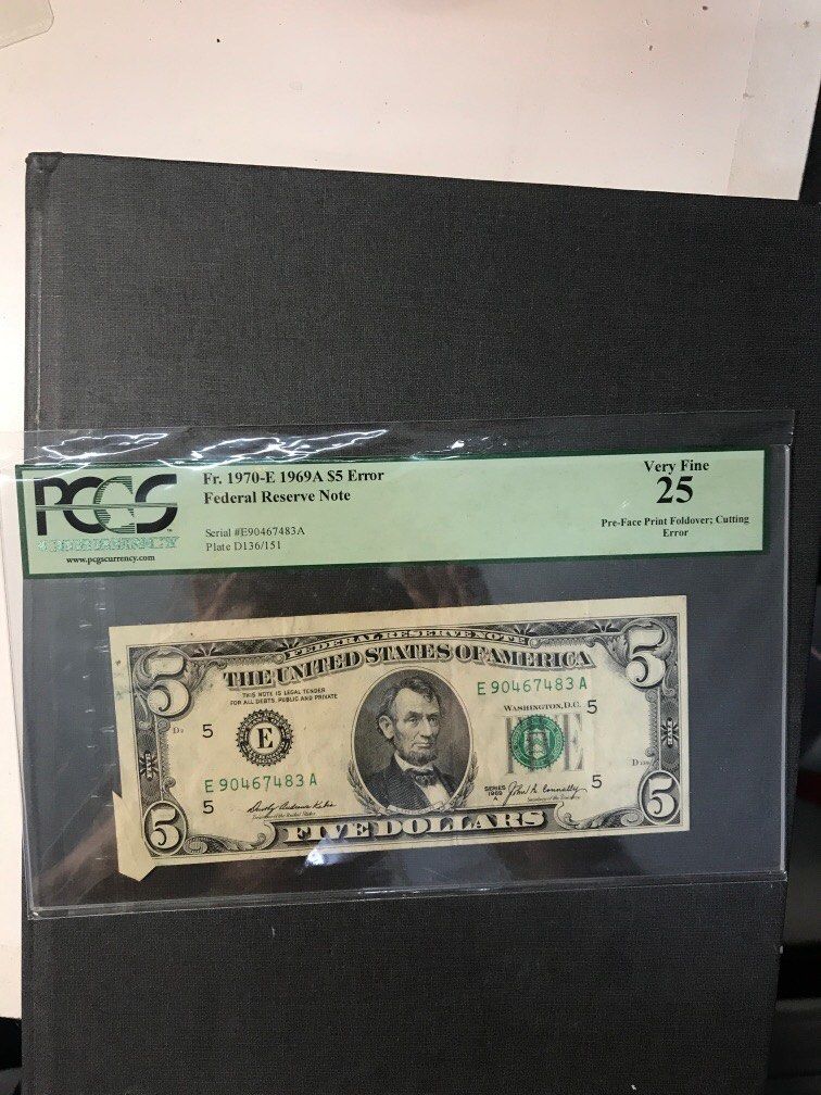 Us notes $5 error (Category: Currency) located in Singapore. Submitted by isellyoulor (Listing ID 1366205127, Image 1). Description: .