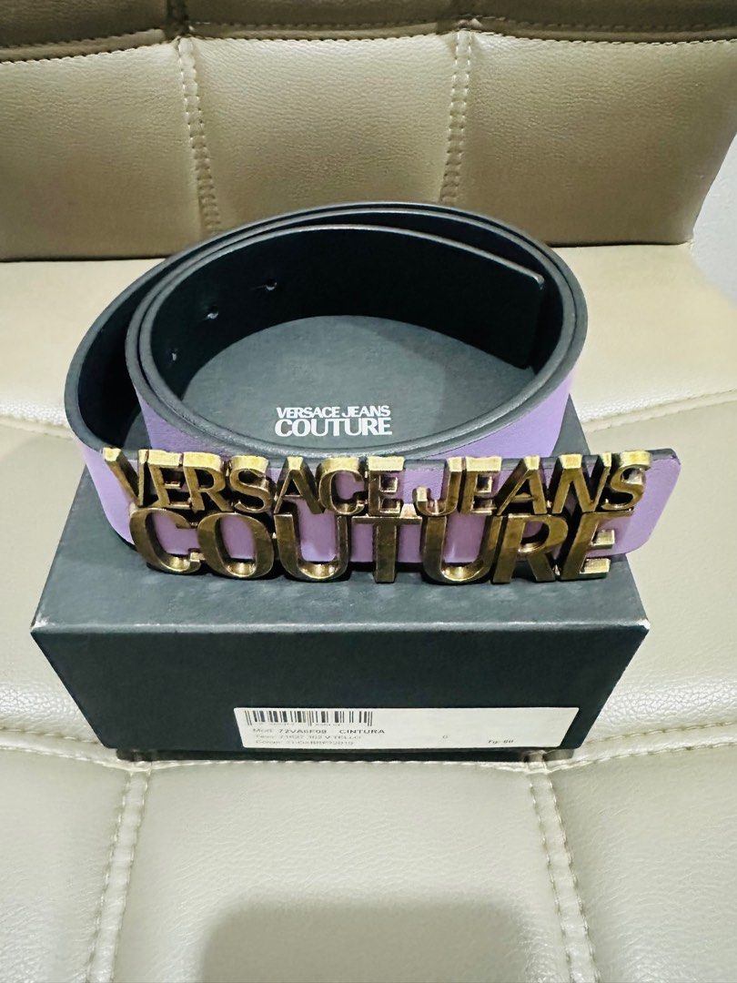 Versace belt (Category: Luxury Accessories) located in Pasig City. Submitted by emashopaholic (Listing ID 1366287611, Image 2). Description: Brand new Versace belt Lavander Leather Size 80 Box and dust bag Location: Pasig Shipping c/o buyer MOP: Gcash/BDO/BPi.