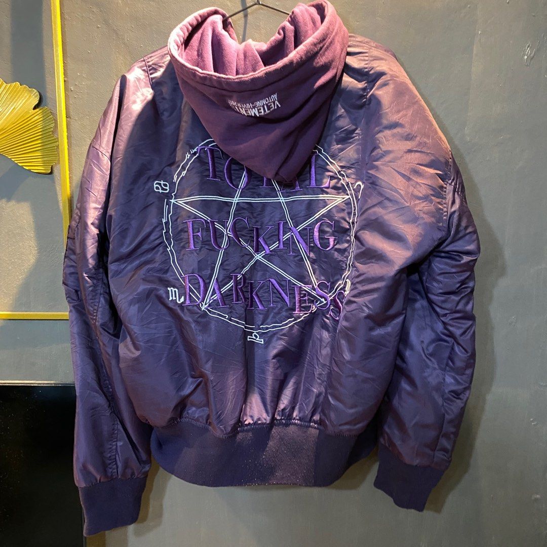 VETEMENTS - TFD BOMBER JACKET (Category: Activewear) located in Caloocan City. Submitted by filipinoarchivefashion (Listing ID 1366277980, Image 2). Description: RARE VETEMENTS BOMBER JACKET Width: 24 Length: 26 Sleeve: 26 Issues: Minimal Discoloration unnoticeable Retail: $3000+ .