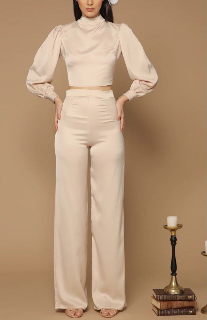 Zoo Label Formal Brisa Pants Set - Light Nude (Category: Sets or Coordinates) located in Quezon City. Submitted by bananabreadbaby (Listing ID 1366255365, Image 2). Description: Bought for 3,980 pesos. Size: xs Color: light nude Fabric: Silk Never been used! Perfect for weddings or formal events! .