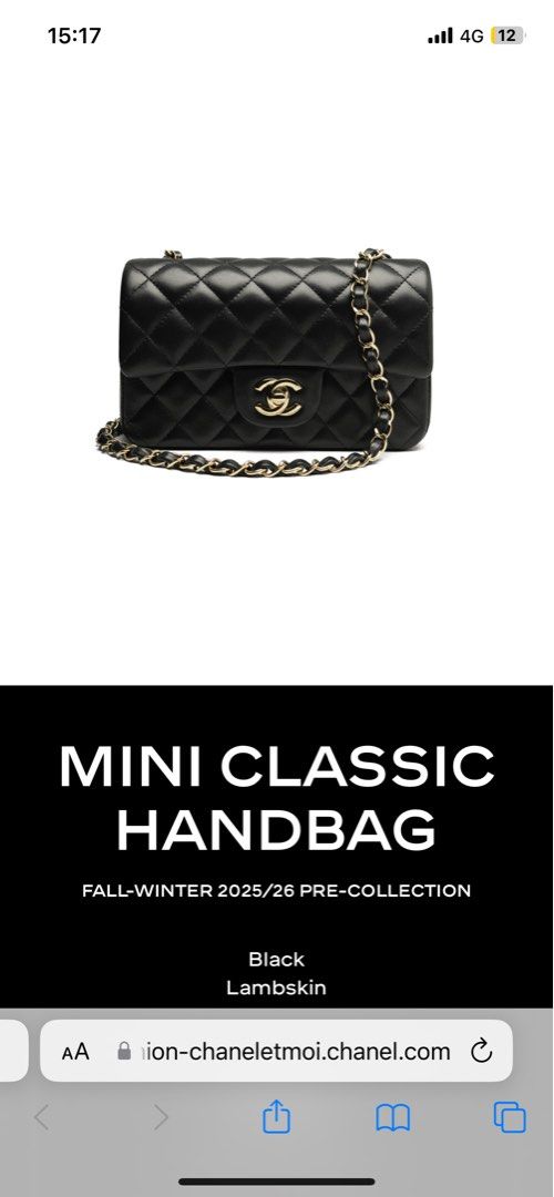 全新未開箱* Chanel classic flap mini 20cm ( mini cf ) 黑金 大迷你, 名牌, 手袋及銀包 ...