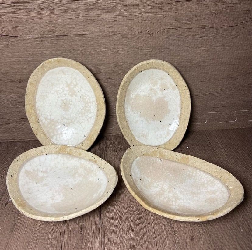 Egg shaped stone plate (Category: Dinnerware & Cutlery) located in Taguig. Submitted by Rare_findsmnl (Listing ID 1361789940, Image 1). Description: Egg shaped stone plate ₱120 each Set ₱400 🤩 Sellers favorite 🍯 With potter’s mark 🍯 in excellent condition 🍯 thick & heavy 🍯 natural stone rock design 🍯 May be used both indoors and outdoors 🍯 Made in Japan with high quality clay 🍯 With felt pad at the bottom to prevent scratches on surfaces 