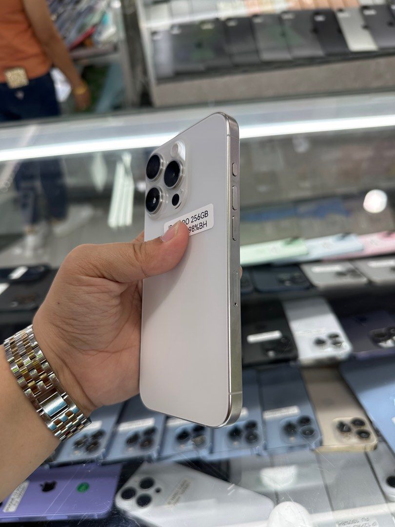 Iphone 15 Pro 256gb Globelocked 98% batt NTC (Category: iPhone 15 Series) located in San Juan City. Submitted by javedsgadgetshop (Listing ID 1361702362, Image 3). Description: INSTALLMENT OPTIONS : SPAY LATER / GGIVES / CREDIT CARD! WE BUY AND SELL SO PWEDE MAGBINTA OR SWAP ! Quick Specs : Iphone 15 Pro •256gb •NTC Variant •98% batt health •Globelocked •95% Smoothness •No hidden issue | No Repaired •100% Authentic | Not Refurbished •w/ OEM Charg