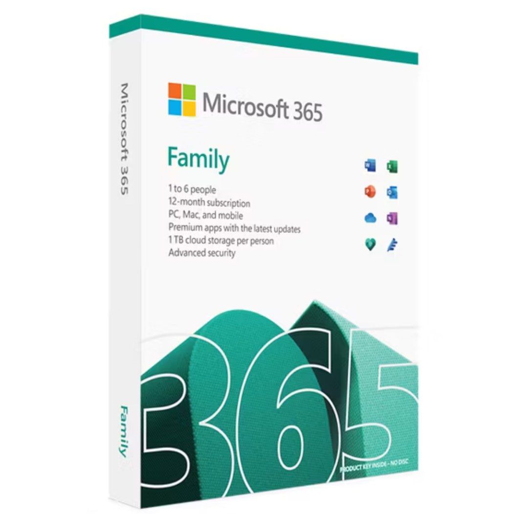 Microsoft 365 FamilyRetail Subscription | 6 Users |63437622379777111