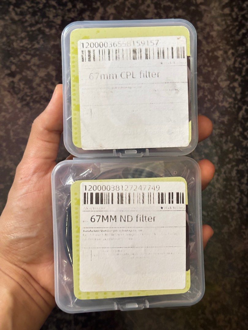 ND Filter and CPL Filter -67MM (Category: Lens & Kits) located in Manila. Submitted by boughtinternational (Listing ID 1361658121, Image 2). Description: get both for ₱999 rfs: gifted.