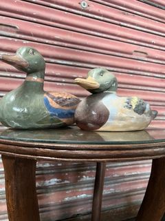 Vintage Rare Terracotta Mallard Duck Hand Painted