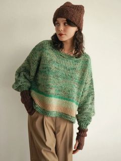 New Japanese FIKA Color-Mixed Striped Crop Top (Same as Official Website) Clearance Sale $80 In-Stock Available64221545809026110