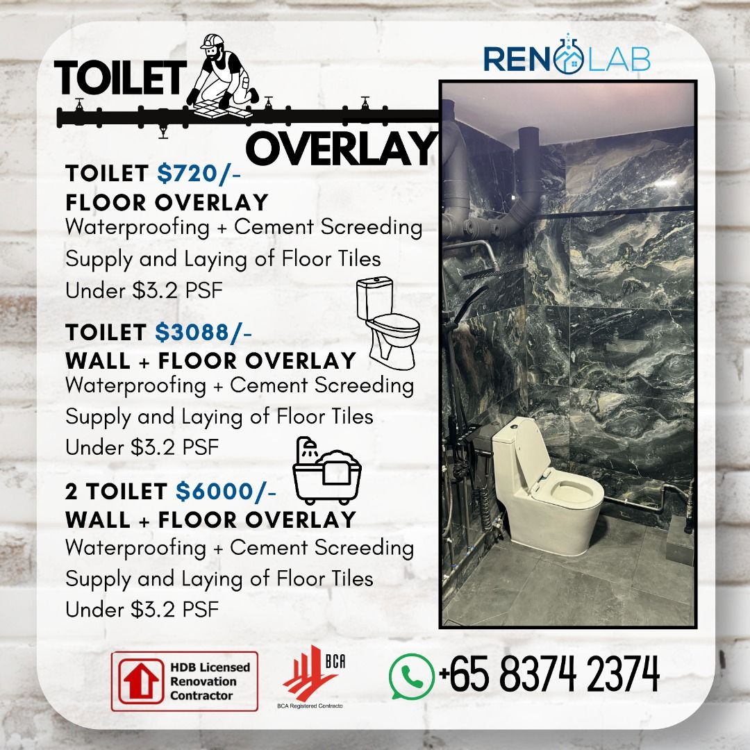 [⚡ FLASH SALE] Toilet Overlay 🧺👷 by RENO LAB Tiling Masonry Screed Cement 62863076300417119