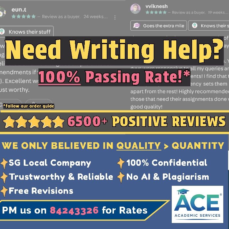 Academic Service Essay Assignment Degree Diploma Masters Help (Category: Announcements) located in Singapore. Submitted by ace_essayservice (Listing ID 232969530, Image 1). Description: Contact: Link: https://linktr.ee/aceessayservice 📲: +65-8424-3326 ( http://bit.ly/3HCqzK6 ) ☑️: t.me/Ace_EssayService 📧: AceEssayService (https://bit.ly/3SLWryg) Feeling Overwhelmed by Uni Assignments in Singapore? Get Instant Academic Relief! 😩 Struggling with