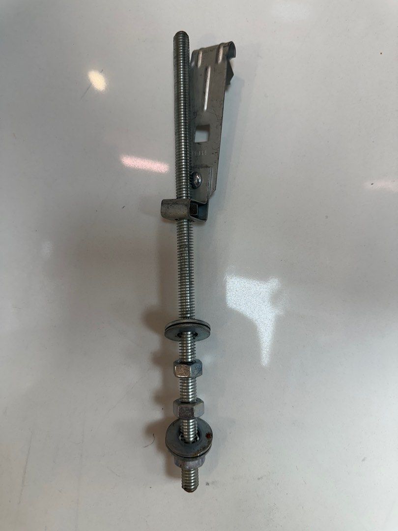 Adjustable Support Bracket (Category: Home Improvement Tools & Accessories) located in Singapore. Submitted by chuanhock (Listing ID 1366390331, Image 2). Description: Threaded rod with nuts and washers, attached to a metal bracket. We have about 50 units for sales..