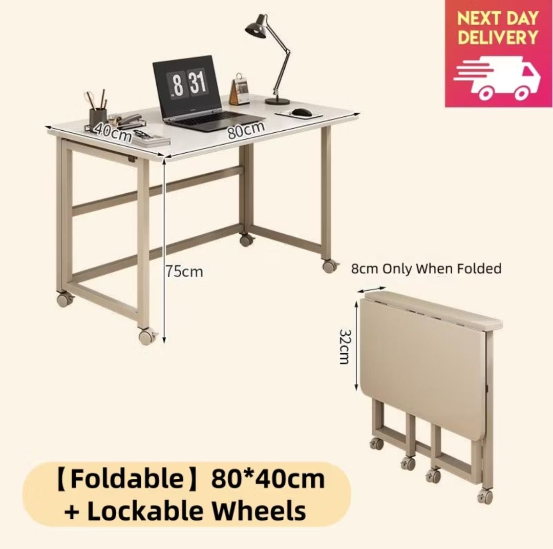 Foldable Office Table | Lockable Wheels Desk | Multipurpose Workstation ...