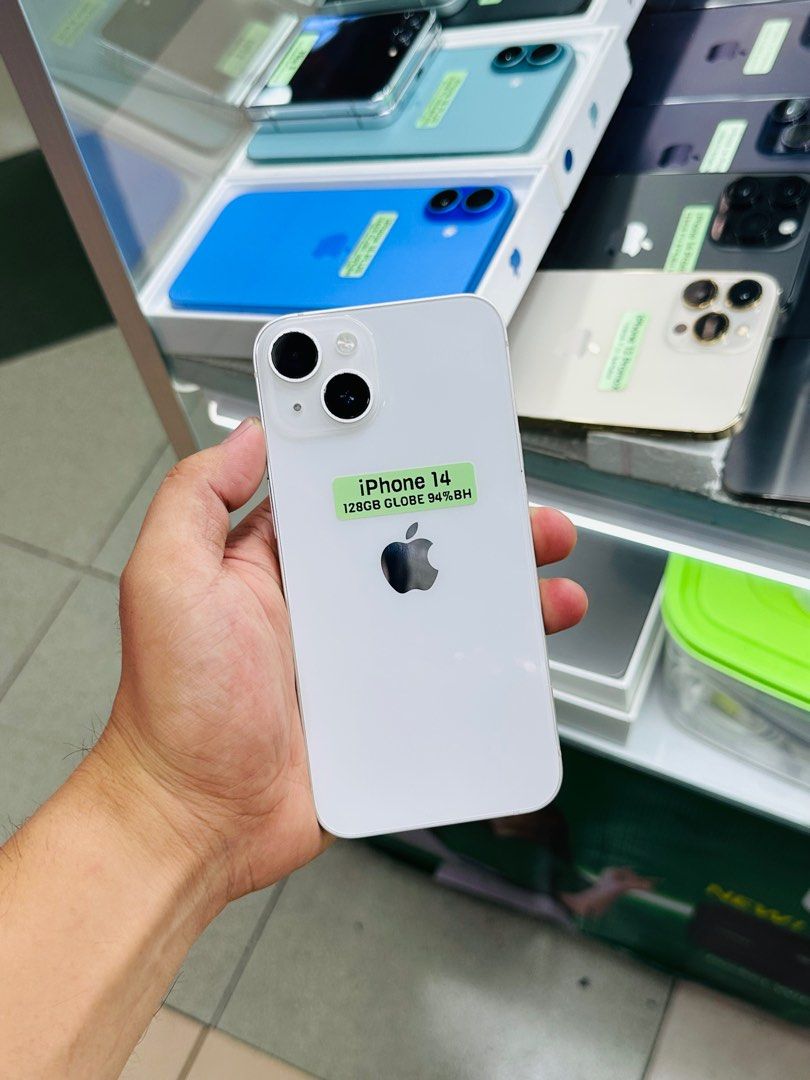 iPhone 14 128GB 94%BH Globelocked 99%smooth No issues (Category: iPhone 14 Series) located in San Juan City. Submitted by saabangadgetshop (Listing ID 1366395341, Image 2). Description: Onhand | Pre-owned iPhone 14 128GB GLOBELOCKED NTC APPROVED Battery Health 94% NO HIDDEN ISSUES NO HISTORY OF REPAIR 99%Smooth TEST TO SAWA RESET ALL YOU WANT TEST ALL YOU WANT NOT REFURBISHED AUTHENTIC PHONE ALL WORKING (FREE 3UTOOLS) iPhones iPads only 🆓Freebie