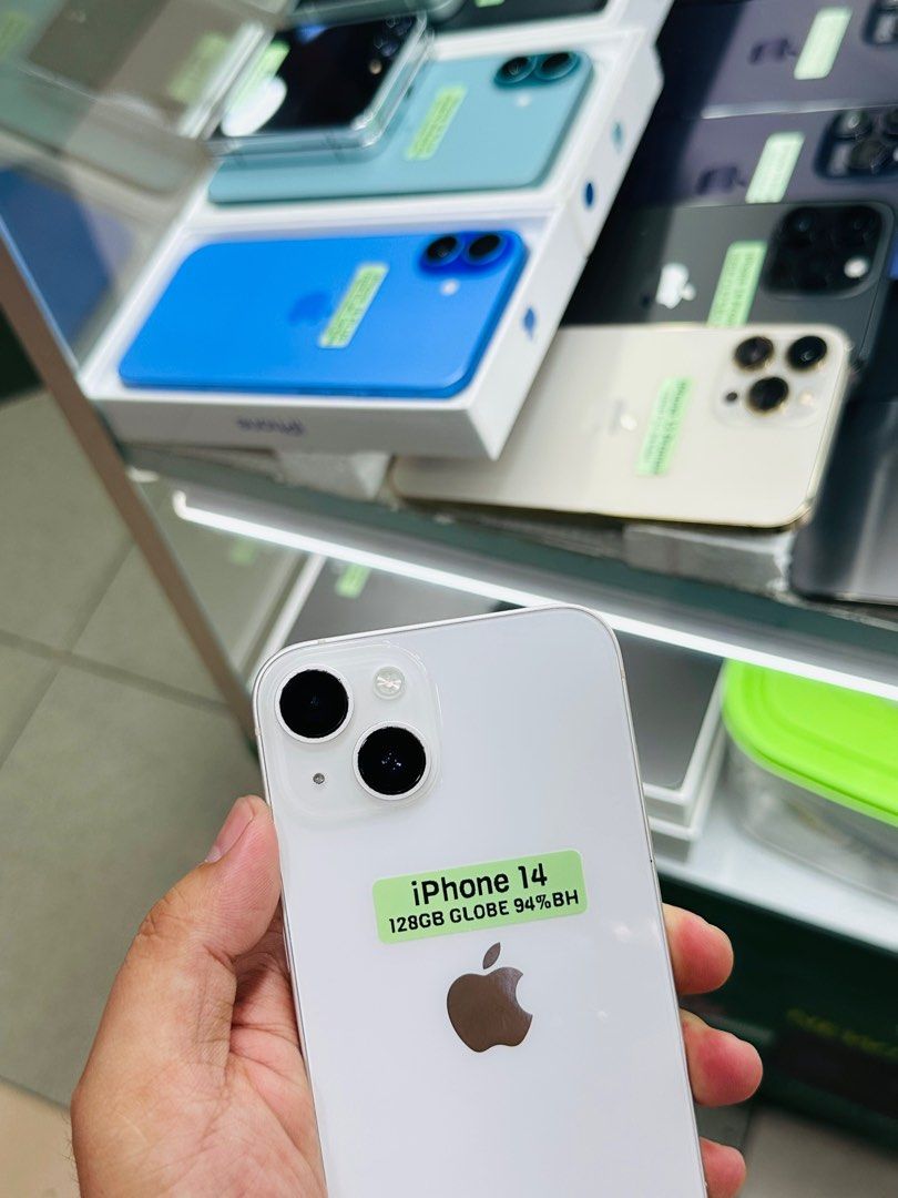 iPhone 14 128GB 94%BH Globelocked 99%smooth No issues (Category: iPhone 14 Series) located in San Juan City. Submitted by saabangadgetshop (Listing ID 1366395341, Image 1). Description: Onhand | Pre-owned iPhone 14 128GB GLOBELOCKED NTC APPROVED Battery Health 94% NO HIDDEN ISSUES NO HISTORY OF REPAIR 99%Smooth TEST TO SAWA RESET ALL YOU WANT TEST ALL YOU WANT NOT REFURBISHED AUTHENTIC PHONE ALL WORKING (FREE 3UTOOLS) iPhones iPads only 🆓Freebie