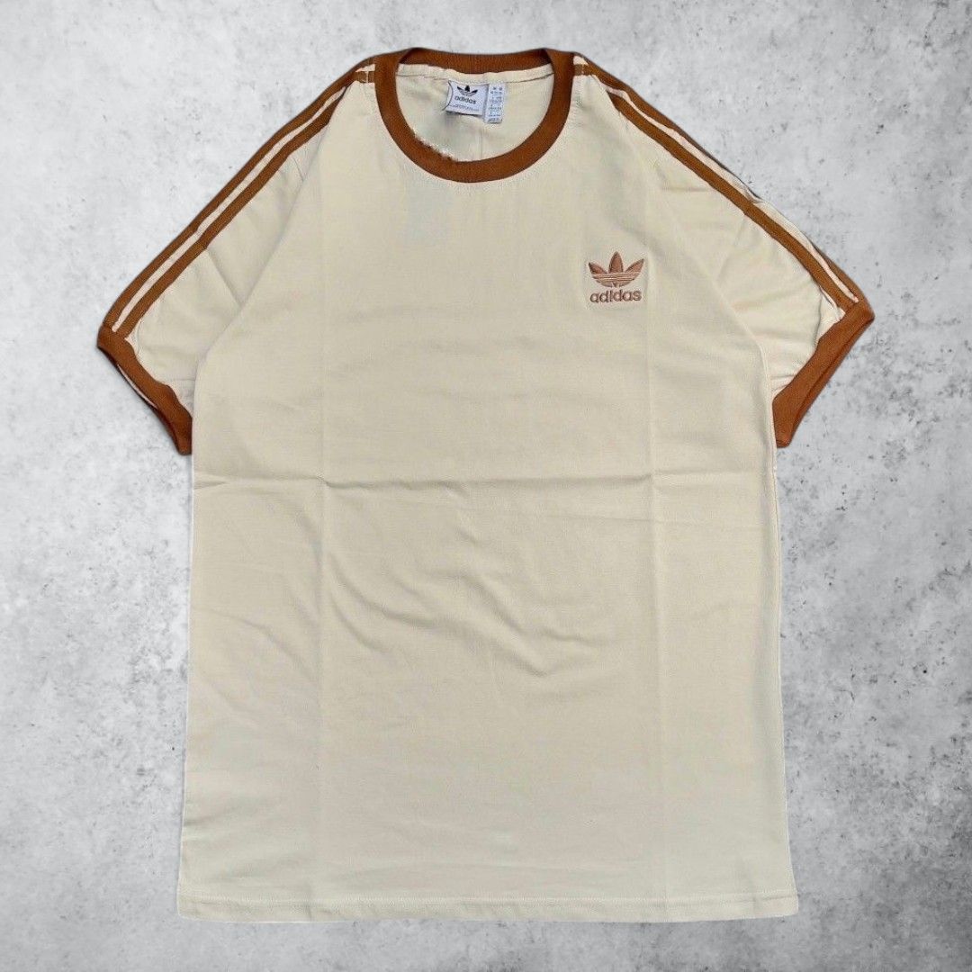 Kaos T-Shirt Adidas Ringer Tee Cream Coklat