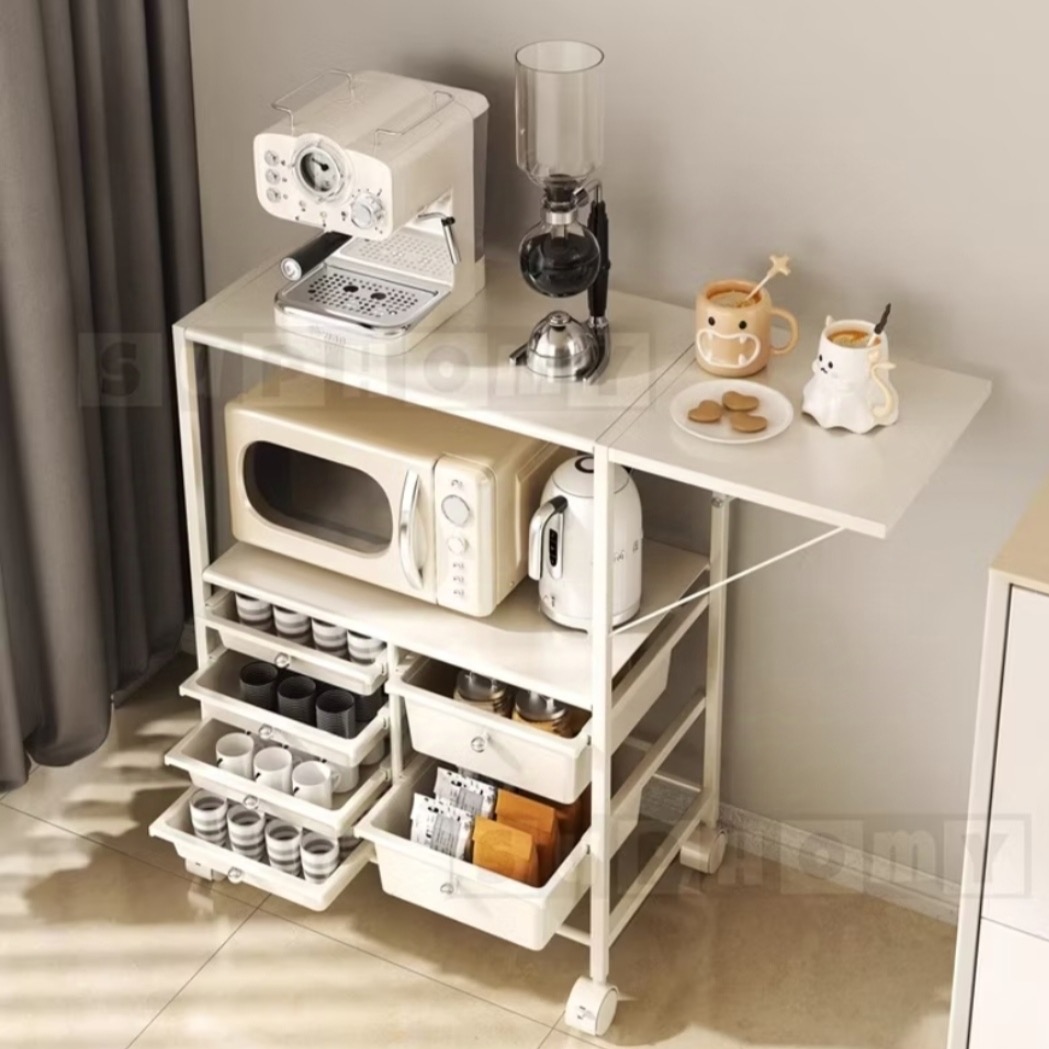 Rolling Kitchen Trolley | Foldable Serving Table | Multi Layer Storage ...