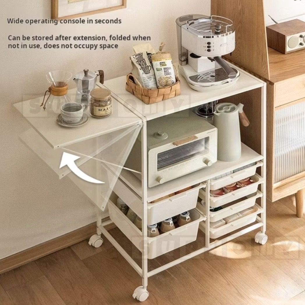 Rolling Kitchen Trolley | Foldable Serving Table | Multi Layer Storage ...