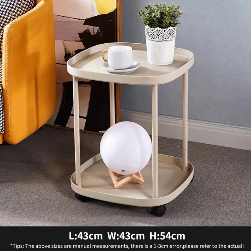 Rolling Side Table | Mobile Utility Shelf | Compact Storage Trolley ...