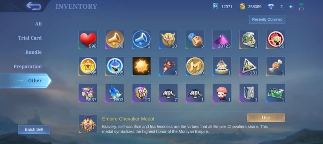 Rush ML For Sale (Category: Game Gift Cards & Accounts) located in Manila. Submitted by aikasmith124558 (Listing ID 1366478684, Image 1). Description: I'm selling my ML account because I won't be using it anymore, and I'm going abroad this May. .