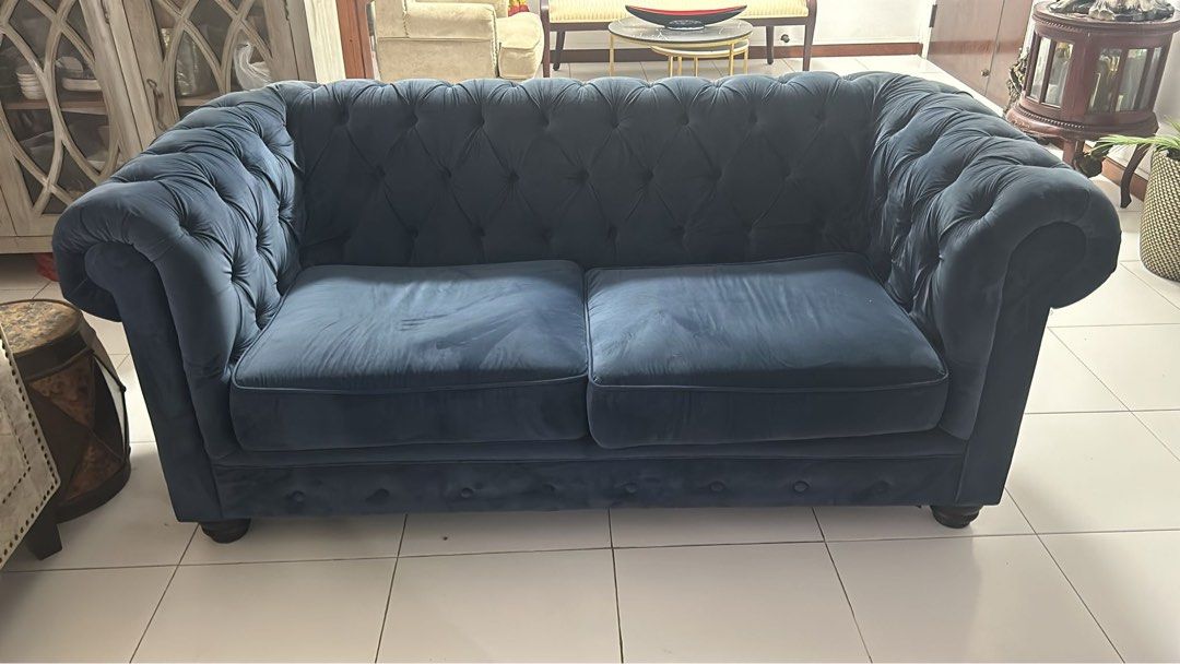 Sofa (Category: Sofas) located in Singapore. Submitted by ritwikg (Listing ID 1366459147, Image 3). Description: Selling 2+3 seater Sofa. Fabric material , swade. Bought from Singapore for $5,000 +. Letting go as bought new piece. Excellent Quality and good condition. 2 seater for 250 and 3 seater for 400.
