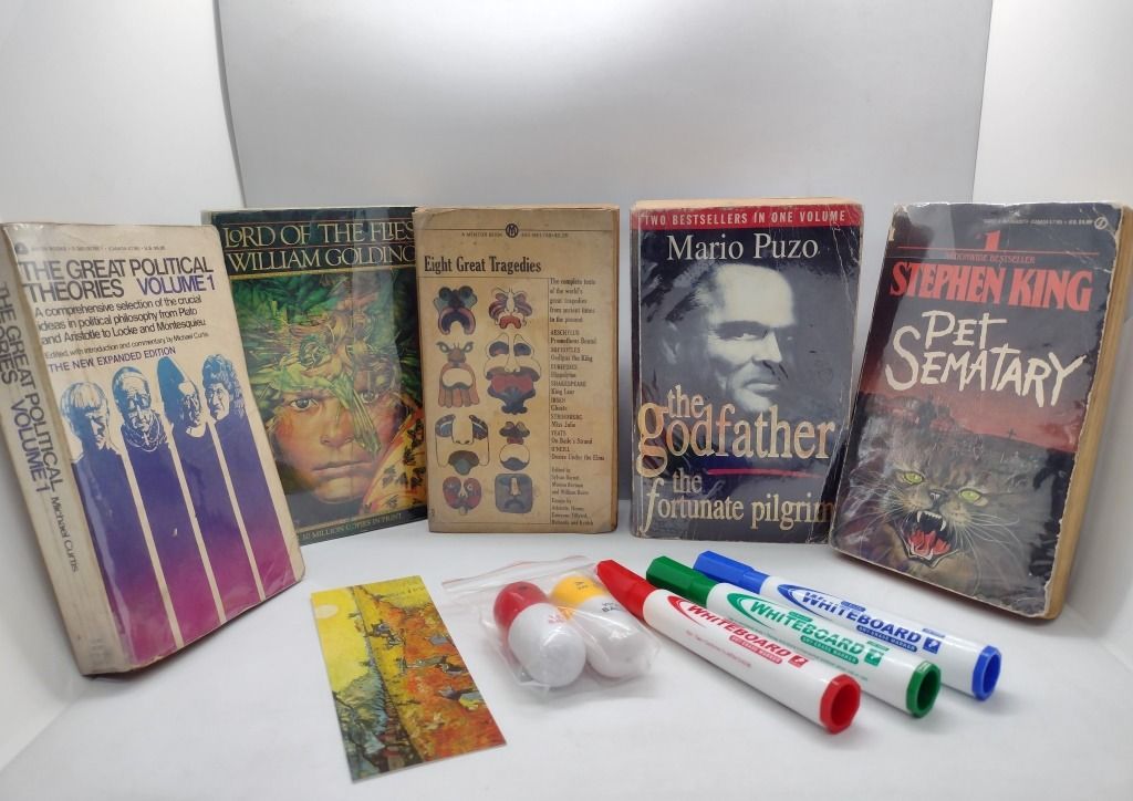 The Godfather book bundle + Freebies (Category: Storybooks) located in Quezon City. Submitted by mondy_mond (Listing ID 1358107186, Image 1). Description: Reason For Selling (RFS): De-cluttering This The Godfather book bundle + Freebies... *Includes the 2-in-1 volume of Mario Puzo's The Godfather, and The Fortunate Pilgrim, Lord of the Flies by William Golding, Pet Sematary by Stephen King, Eight Great Tragedies, & The Great Political Theories - 